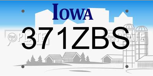 371ZBS Iowa License Plate