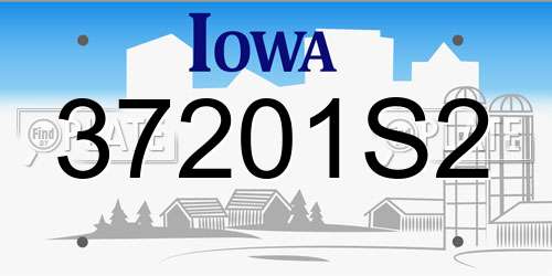 37201S2 Iowa License Plate
