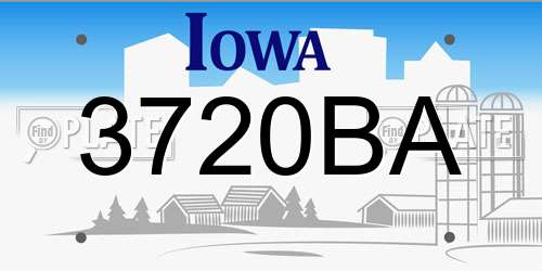 3720BA Iowa License Plate