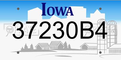 37230B4 Iowa License Plate