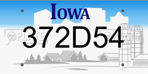 372D54 Iowa License Plate