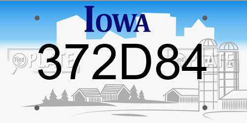 372D84 Iowa License Plate