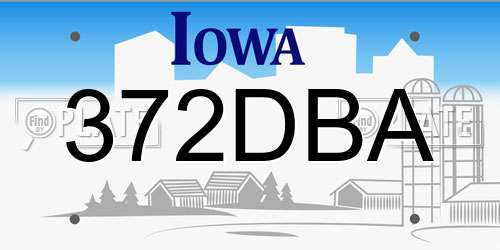372DBA Iowa License Plate