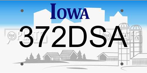 372DSA Iowa License Plate