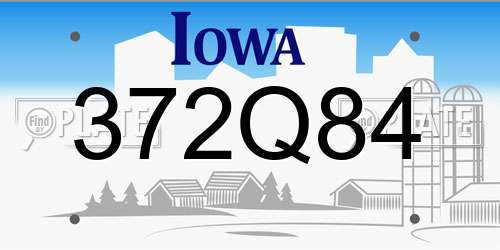 372Q84 Iowa License Plate