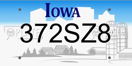 372SZ8 Iowa License Plate