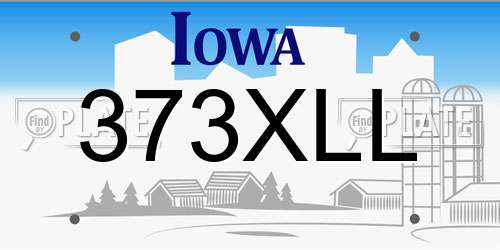 373XLL Iowa License Plate
