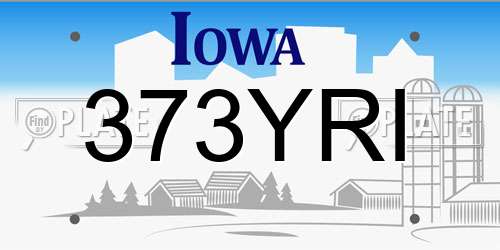 373YRI Iowa License Plate