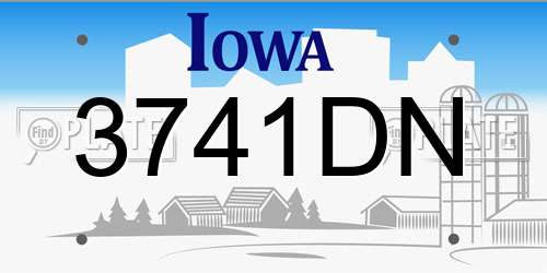 3741DN Iowa License Plate