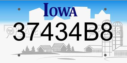 37434B8 Iowa License Plate