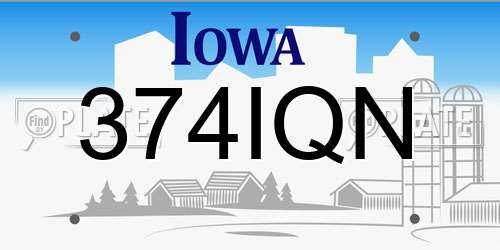 374IQN Iowa License Plate