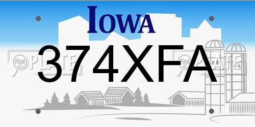 374XFA Iowa License Plate