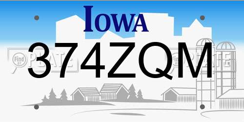 374ZQM Iowa License Plate