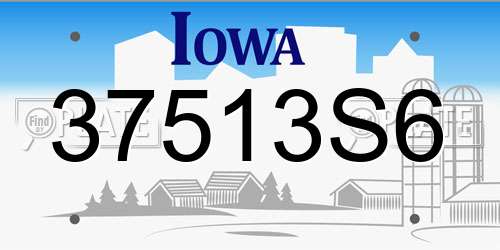 37513S6 Iowa License Plate