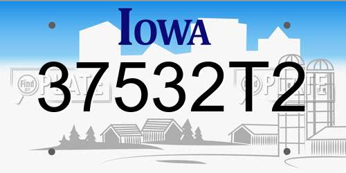 37532T2 Iowa License Plate
