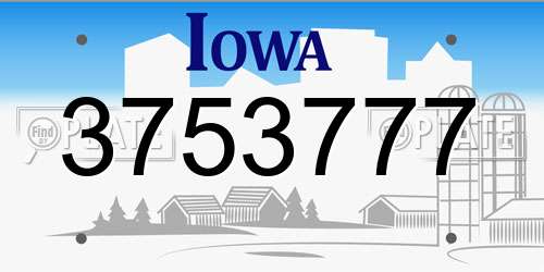 3753777 Iowa License Plate