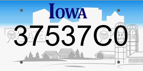 37537C0 Iowa License Plate