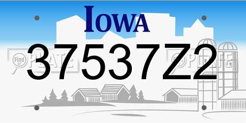 37537Z2 Iowa License Plate