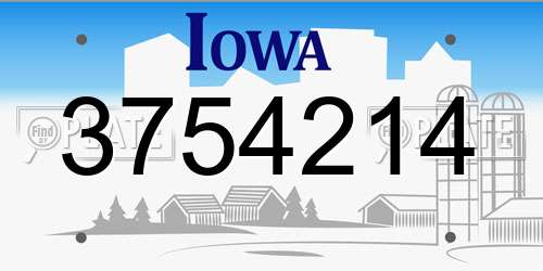 3754214 Iowa License Plate