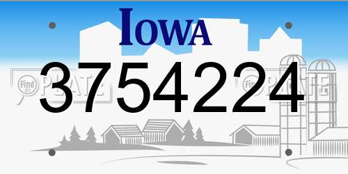 3754224 Iowa License Plate