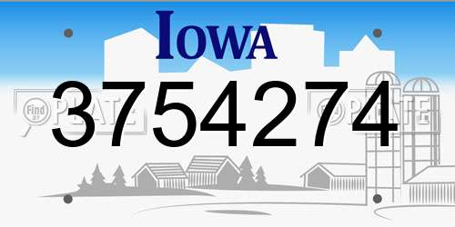 3754274 Iowa License Plate