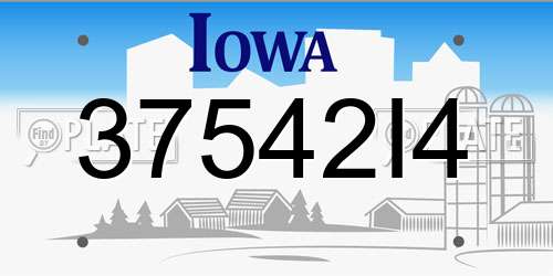 37542I4 Iowa License Plate
