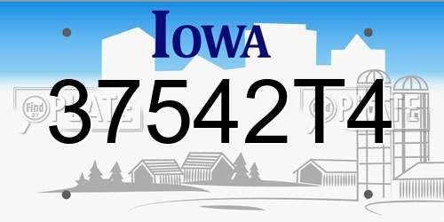 37542T4 Iowa License Plate