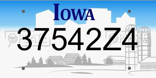 37542Z4 Iowa License Plate