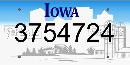 3754724 Iowa License Plate