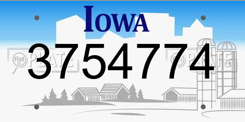 3754774 Iowa License Plate