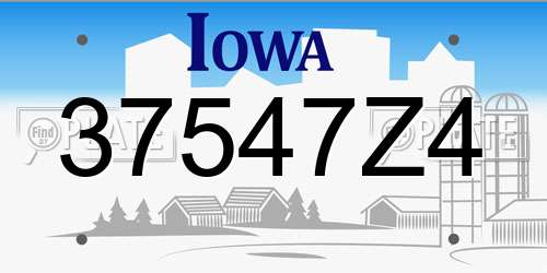 37547Z4 Iowa License Plate
