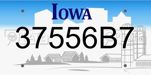37556B7 Iowa License Plate