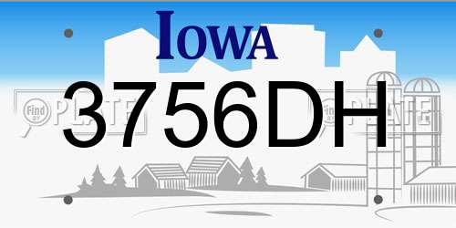 3756DH Iowa License Plate