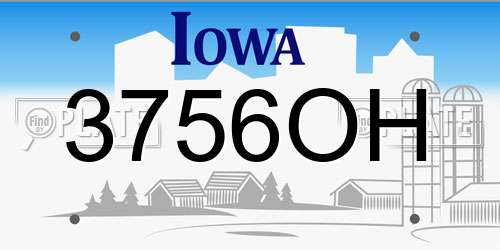 3756OH Iowa License Plate