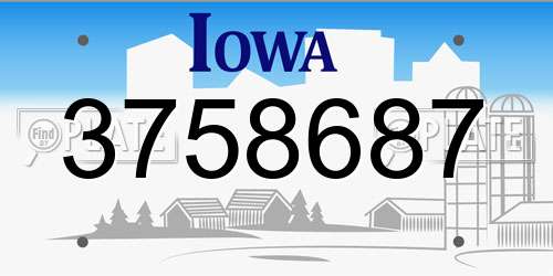 3758687 Iowa License Plate