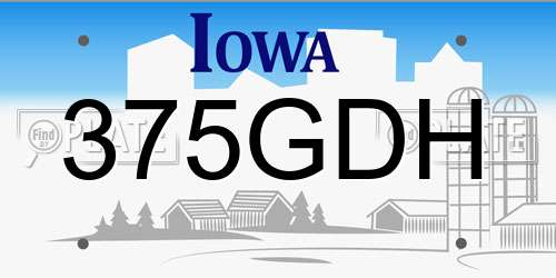 375GDH Iowa License Plate