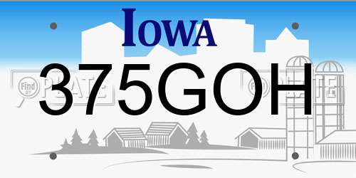 375GOH Iowa License Plate