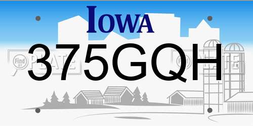 375GQH Iowa License Plate
