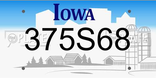 375S68 Iowa License Plate