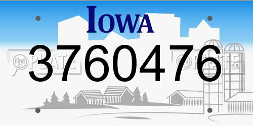 3760476 Iowa License Plate