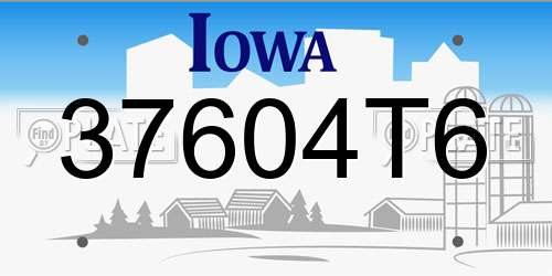 37604T6 Iowa License Plate