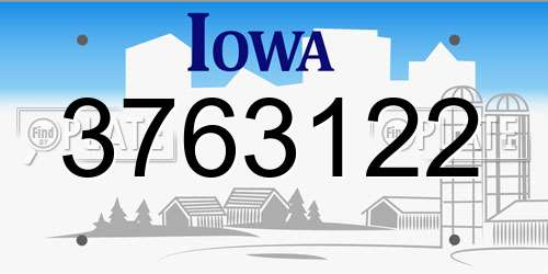 3763122 Iowa License Plate