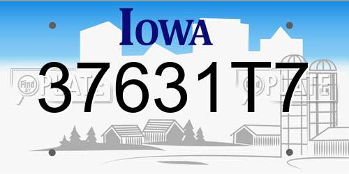 37631T7 Iowa License Plate