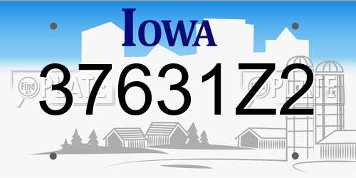 37631Z2 Iowa License Plate