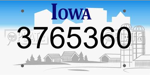 3765360 Iowa License Plate