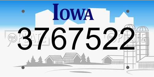 3767522 Iowa License Plate