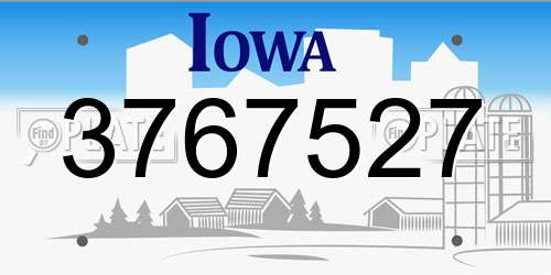 3767527 Iowa License Plate
