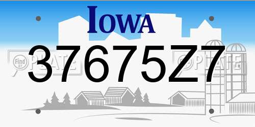 37675Z7 Iowa License Plate