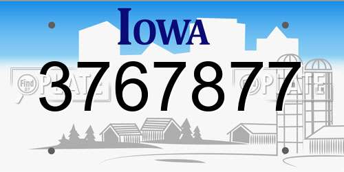 3767877 Iowa License Plate