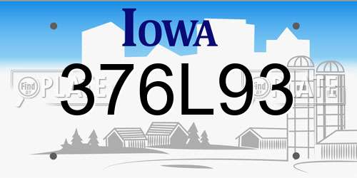 376L93 Iowa License Plate